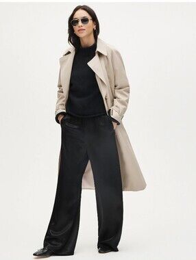 J.Crew Petite Cosmo pant in luster charmeuse Sz PM $158 Wide-Leg Satin in Black